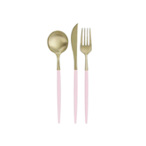 Set Posate Plastica Riutilizzabile Oro e Rosa metallizzato pz12
